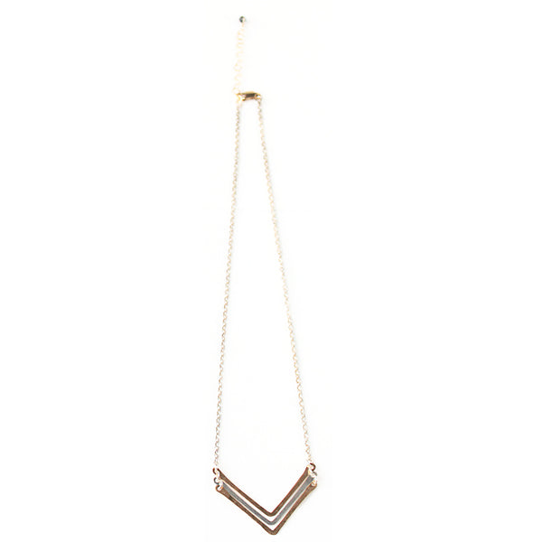 Chevron Necklace, Small Triple